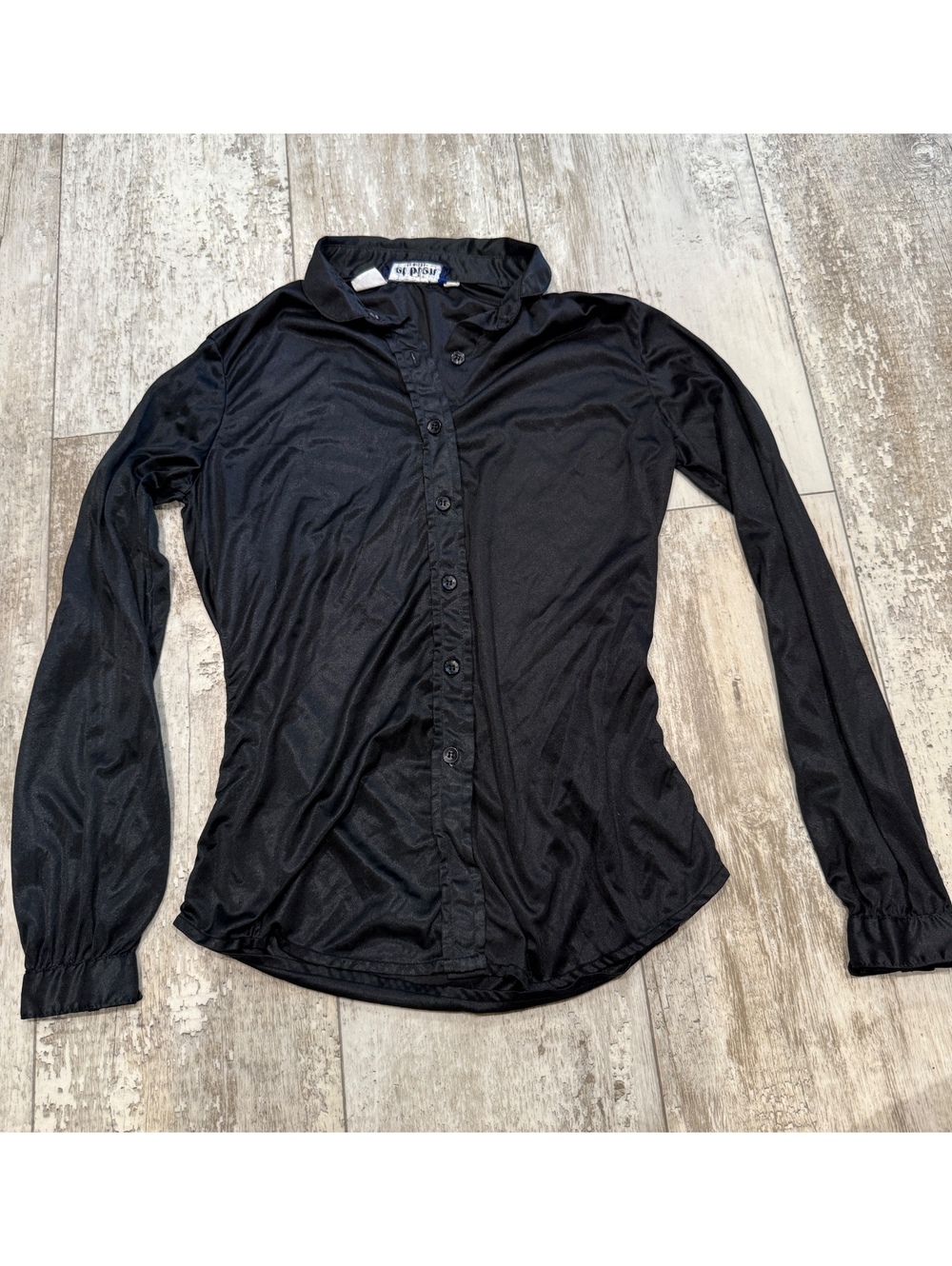 Et Bien Women’s XS Black Satin Button Blouse Goth Y2K Dark